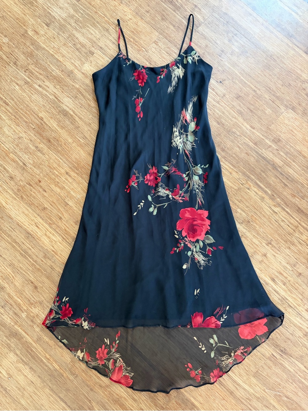 Vintage 90s Jessica Floral High Low Slip Dress Red Rose Whimsigoth Canada Sz 14